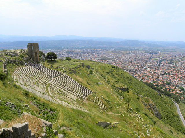 Steep-sided theatre at Pergamum. See Photo Credits.