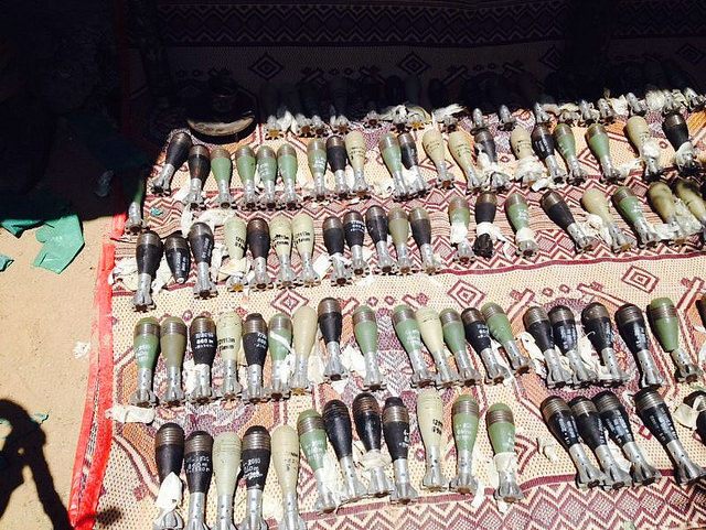 Weapons recovered from near a tunnel opening in southern Gaza. See Photo Credits.