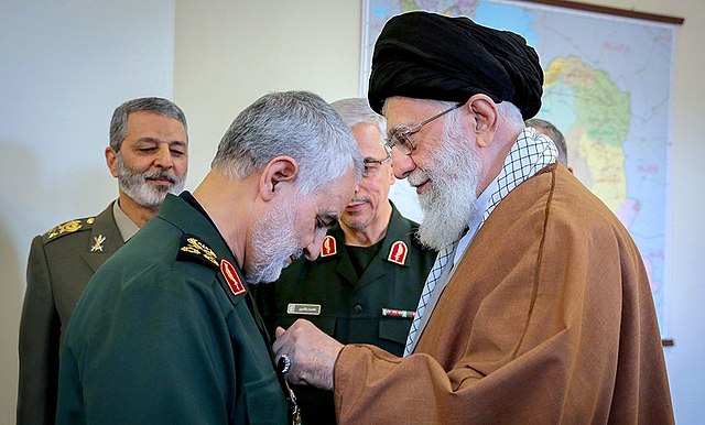Qassem Soleimani receives an award from Iran's 'Supreme Leader' Khameini.
