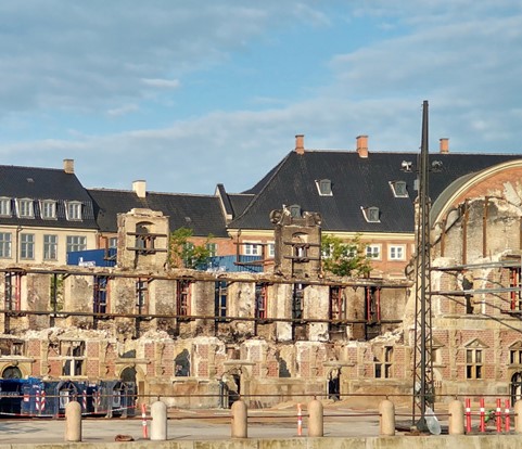 The ruined half of Børsen. Picture taken on 25th May. © P. Clarke
