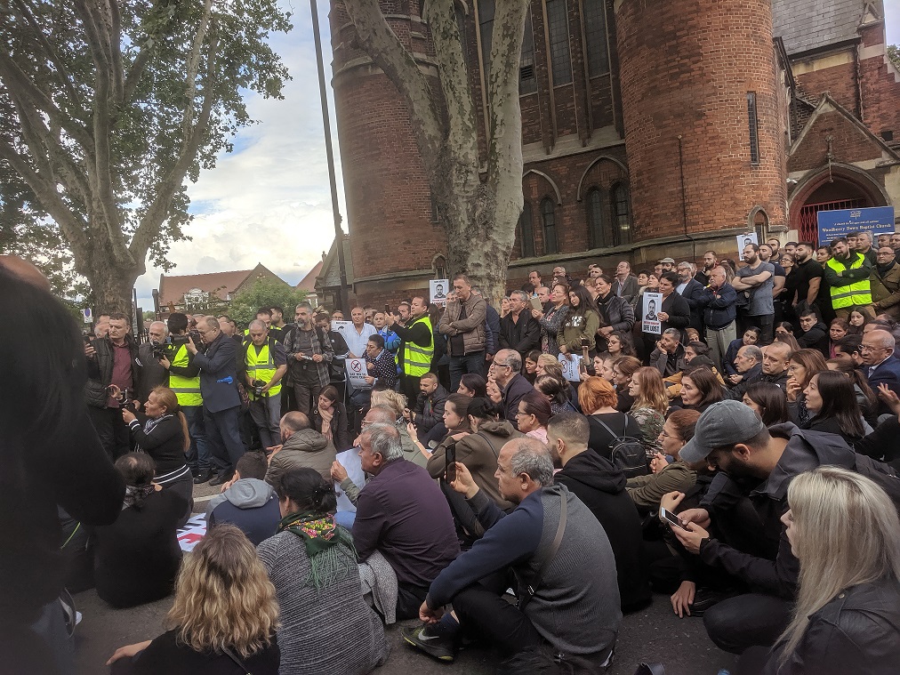 Crowds gather for a vigil to mark the untimely death of Barış Küçük, the latest victim of London's knife crime epidemic. Photo: Charles Mugenyi.