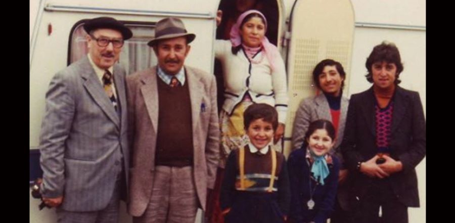 Le Cossec (left) with a gypsy family