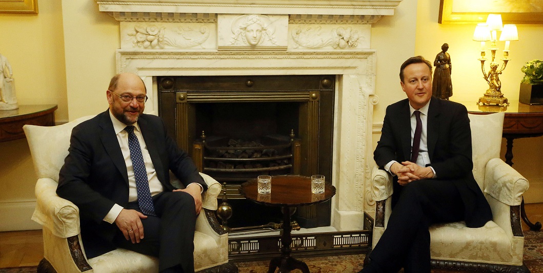 Prime Minister David Cameron with President of the European Parliament Martin Schulz, Thursday 4 February. Steve Parsons/PA Wire.