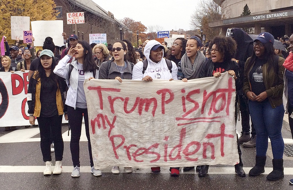 Student protest at University of Connecticut, Wednesday. See Photo Credits.