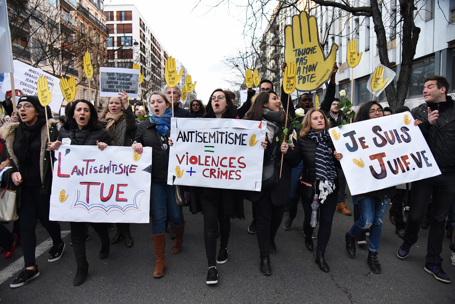 Protests in France against the murder of Holocaust survivor Mireille Knoll. See Photo Credits.