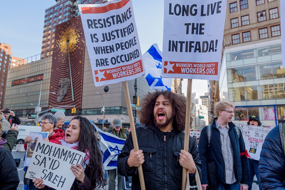 Activists protest in support of the Gaza 'March of Return', New York. See Photo Credits.