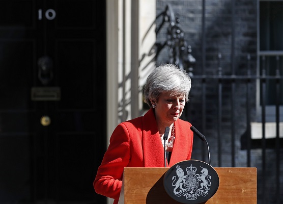 Theresa May announces her soon departure as Prime Minister, 24 May 2019. Alastair Grant/AP/Press Association Images