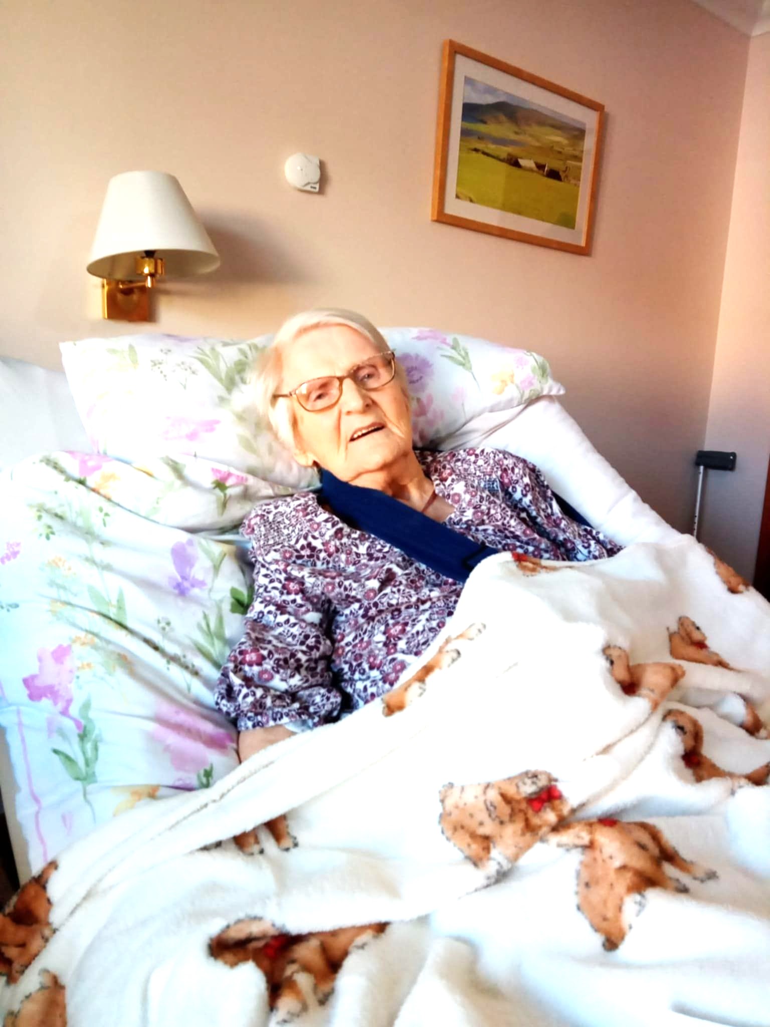 Mum in bed in the Care Home