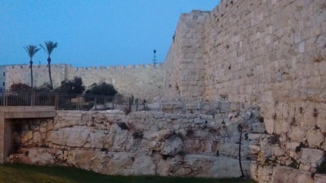 The ancient walls of Jerusalem's Old City, near to the spot where Jesus' trial is reputed to have taken place. Picture: Charles Gardner