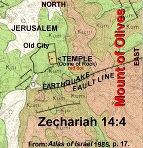 Zechariah 14:4 map of fault line