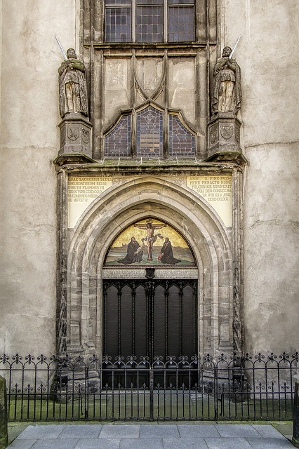 The church door in Wittenberg, Germany, where Luther pinned his 95 theses for all to see. See Photo Credits.