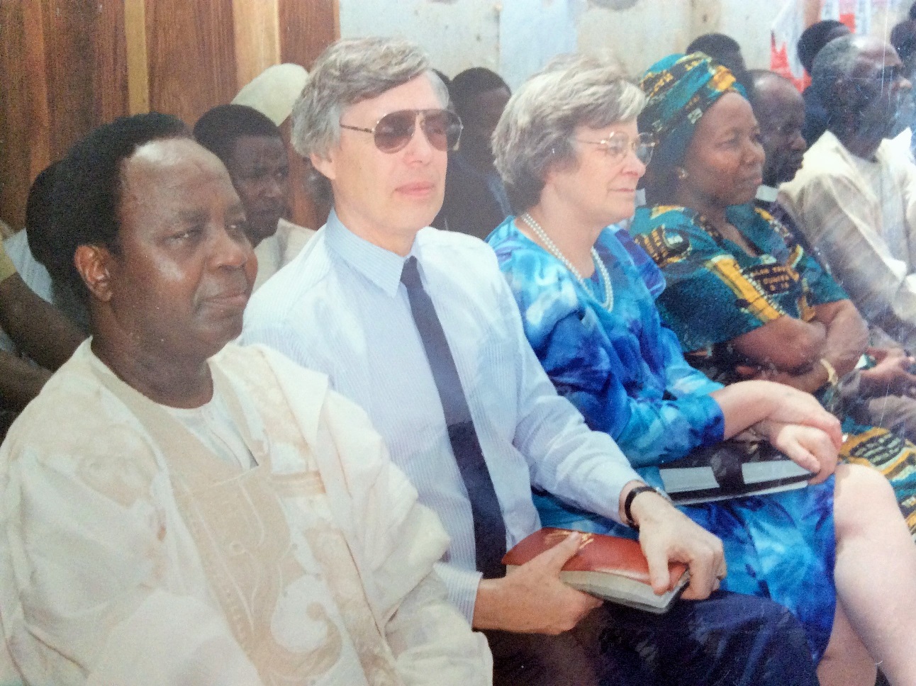 Chief Solomon Lar, with Clifford and Monica Hill and Dr Mary Lar