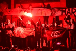 Protestors in London on bonfire night.