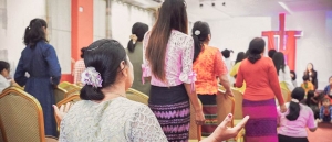 Believers worshipping in Myanmar church