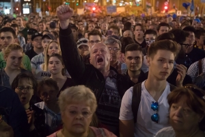 Protests in Hungary following the general election.