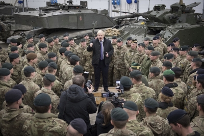 Boris Johnson addresses British troops in Estonia