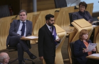 Justice Secretary Humza Yousaf at Scottish Parliament for debate on Hate Crime Bill.