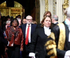 Jeremy Corbyn and Diane Abbott attend the state opening of Parliament