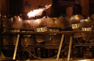 Police fire tear gas at demonstrators in La Paz, Bolivia