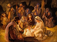 Nativity scene (Luke 2:16)