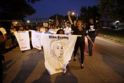Protesters in Ferguson, August 2015. See References