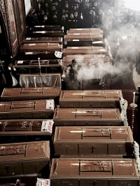 Funeral for victims of the December church bombing in Cairo, Egypt.