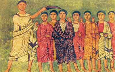 David anointed by Samuel, Dura synagogue.