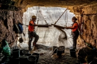 Archaeologists at the Israeli desert cave