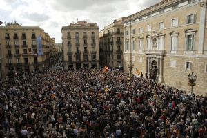 Protesters in Barcelona, 2 November.