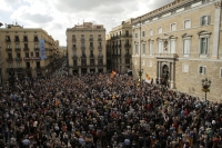 Protesters in Barcelona, 2 November.