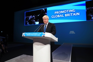 Boris Johnson speaks at the Cons. Party conference.