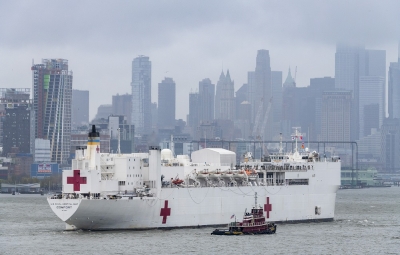 A Red Cross ship docks in New York