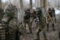  Ukrainian civilians and reservists conduct military training in the outskirts of Kyiv under the Ukrainian Territorial Defense Forces as Russian troops mass on the nation&#039;s borders. Ukraine, 01/29/2022. 