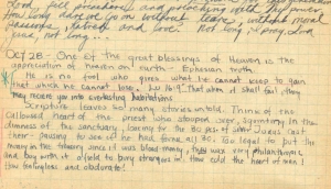 Jim Elliot&#039;s journal entry, 28 October 1949