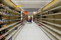 Empty shelves at a supermarket in Paris