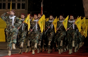 Hezbollah fighters mark Al Quds (Jerusalem) Day, Beirut.