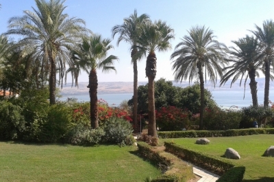 Looking out over the Sea of Galilee in northern Israel.