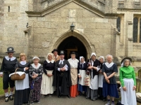 Pilgrim Fathers tour, outside Babworth church (Rev Price centre)