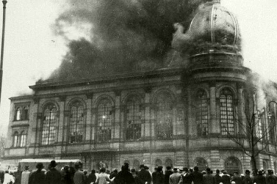 Börnerplatz synagogue burning - Kristallnacht 1938