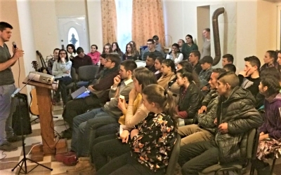 Worship in a Baptist congregation in the village of Gat in Ukraine