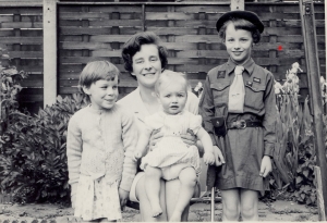 Early photo of Monica with Jenny, Alison and Stephen