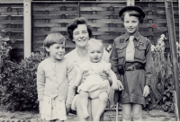 Early photo of Monica with Jenny, Alison and Stephen