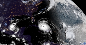 Hurricanes Irma, Jose (left) and Katia (right).